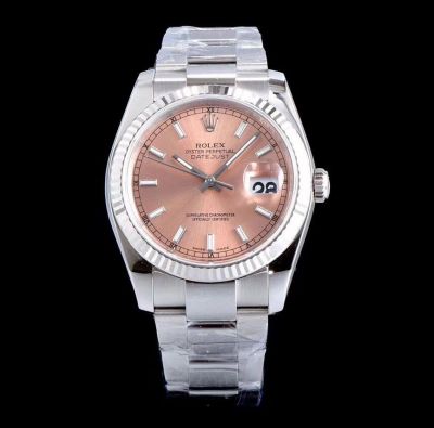AR Factory Replica Rolex Men's Datejust Stainless Steel Oyster Salmon Dial Watch 36mm